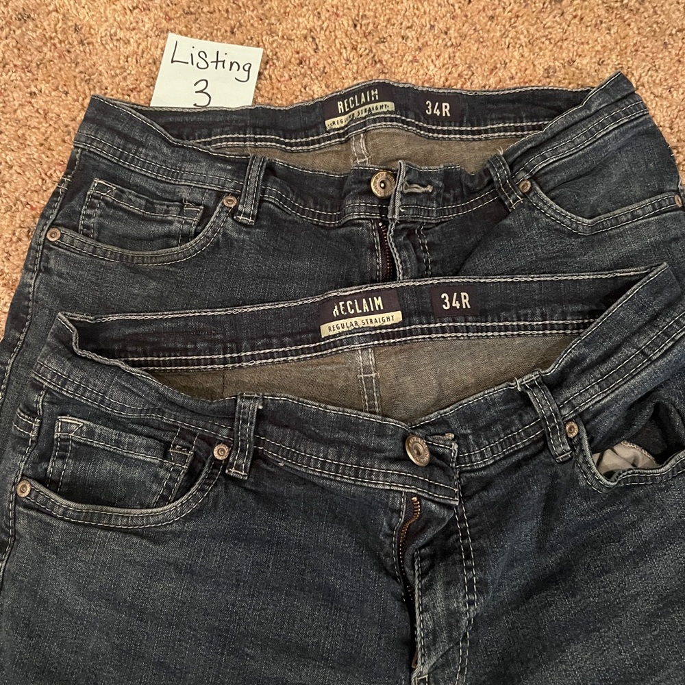 Set of 2 pair. Buckle Reclaim regular straight jeans 34R (34x32)